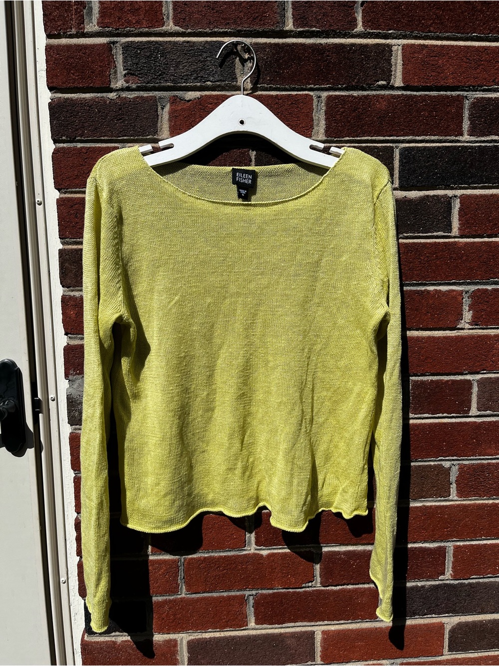 Eileen Fisher Chartreuse Linen Long Sleeve